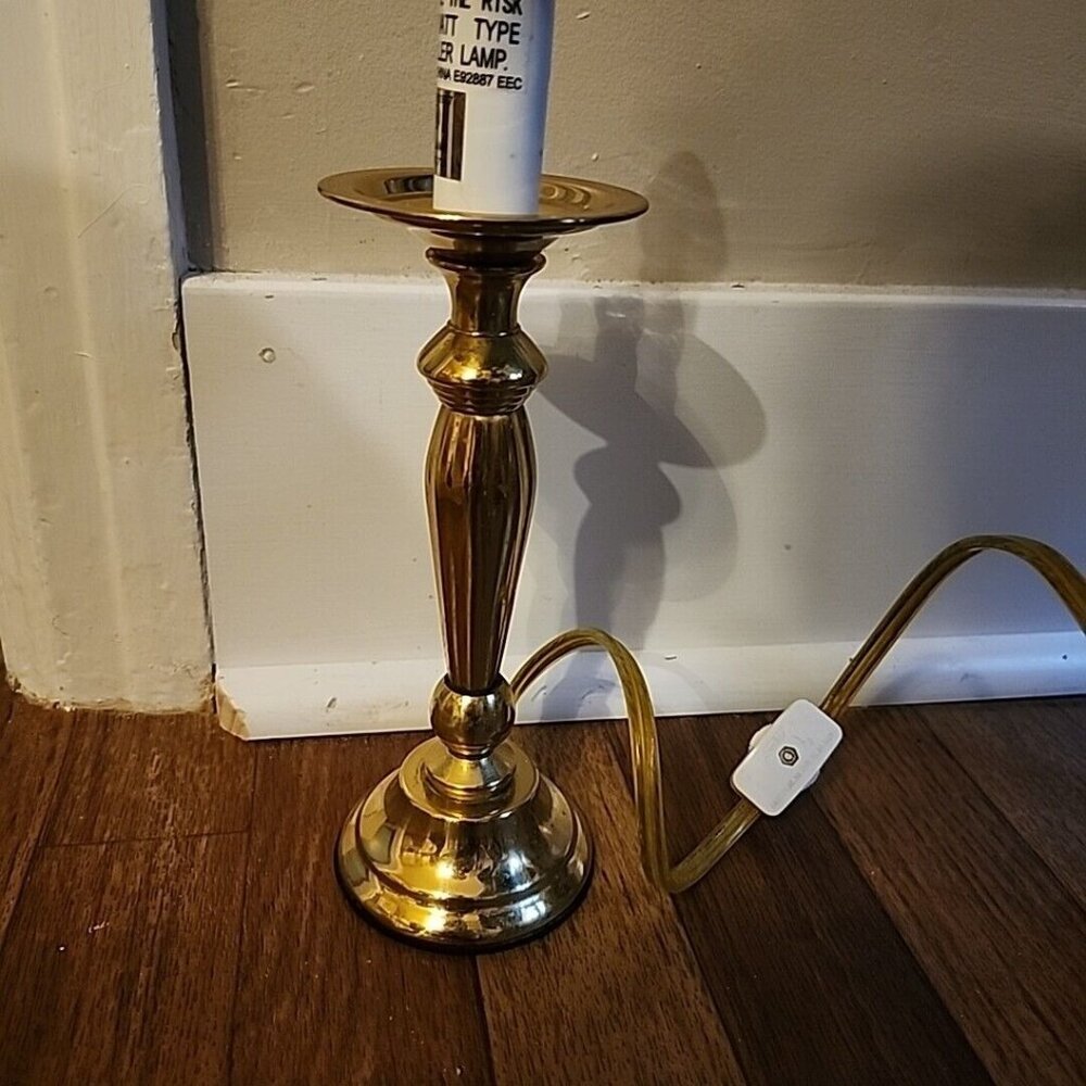 8.5” Brass Table Lamp Base Vintage Hollywood Regency - Picture 2 of 11